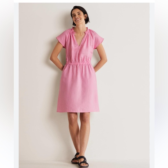 BODEN Pink Linen Dress size 12 Regular - Picture 2 of 4